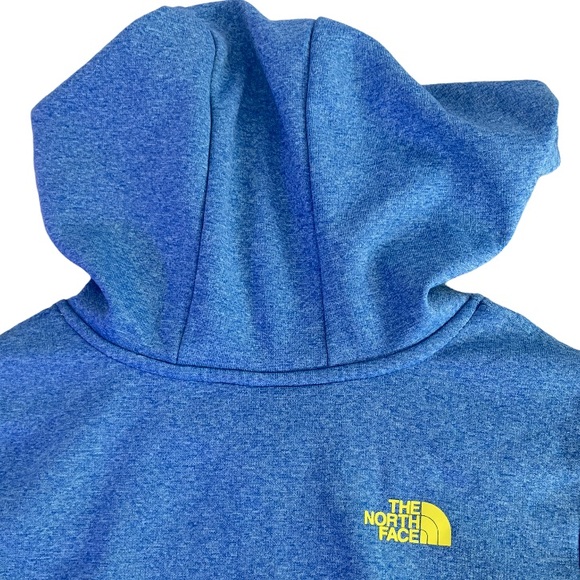 The North Face Heather Blue Yellow Logo Print Track Pullover Hoodie Ladies Sz SP - Picture 4 of 5